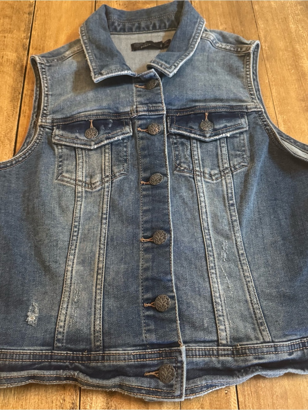 prAna Women’s Denim Vest Blue Jean Button Front Size S